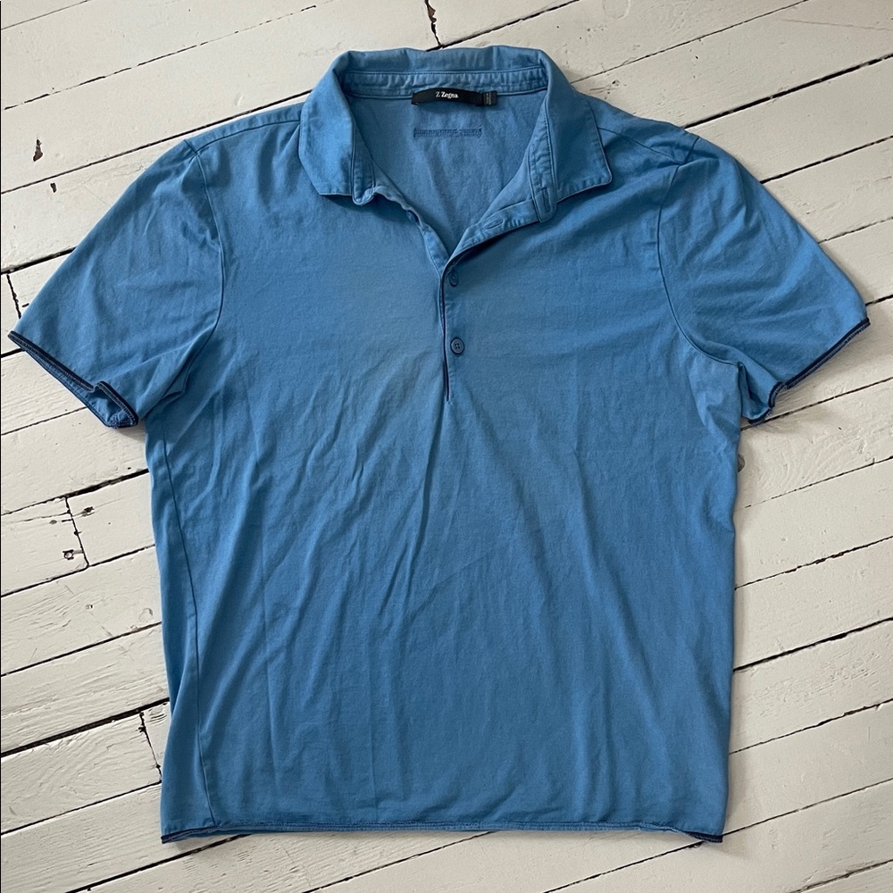 Men's Blue Polo Shirt by Z Zegna